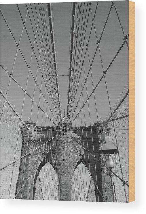 Nyc Wood Print featuring the photograph Looking Up at Brooklyn Bridge 3 by Tanya White