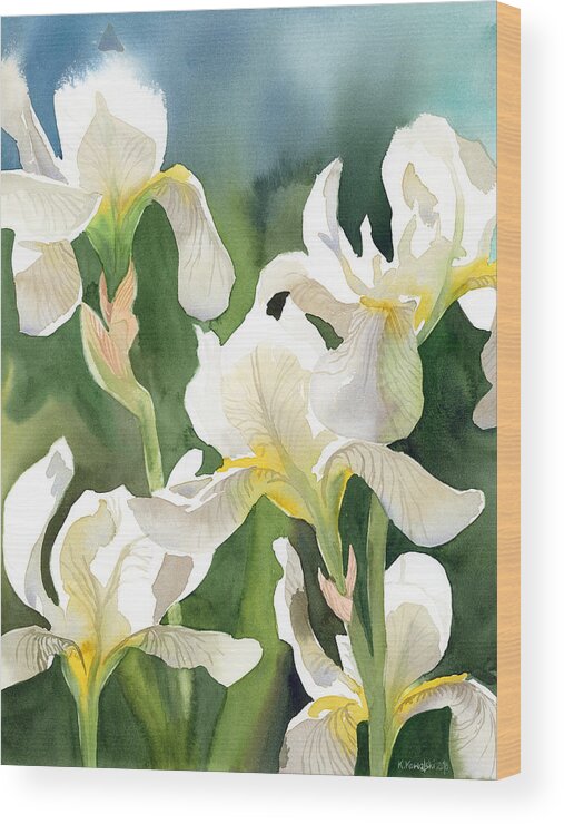 Iris Wood Print featuring the painting Loose Irises by Espero Art