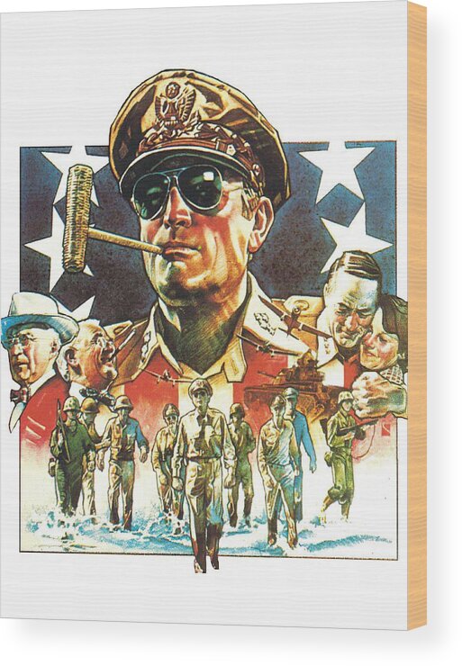 Douglas Wood Print featuring the mixed media ''MacArthur'', 1977 by Movie World Posters