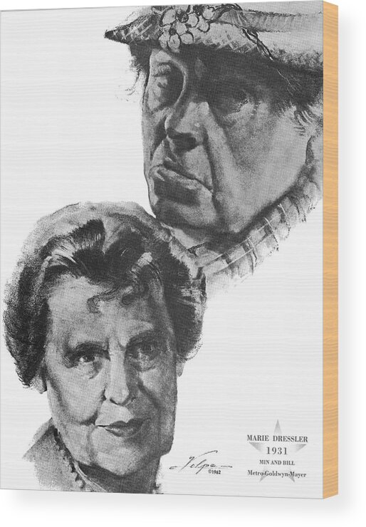 Marie Wood Print featuring the drawing Marie Dressler by Volpe by Movie World Posters