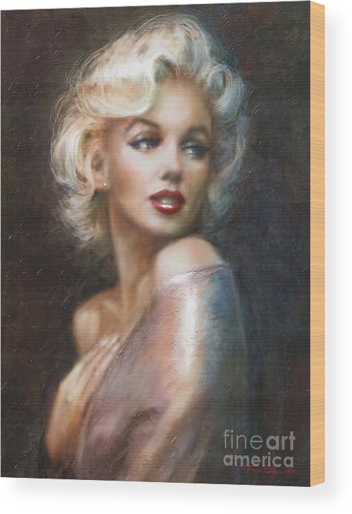 Theo Danella Wood Print featuring the painting Marilyn WW soft by Theo Danella