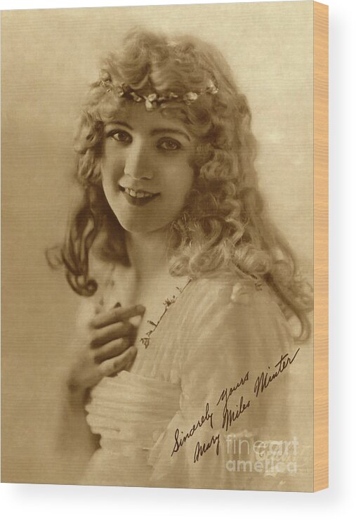 Mary Miles Minter Wood Print featuring the photograph Mary Miles Minter by Sad Hill - Bizarre Los Angeles Archive