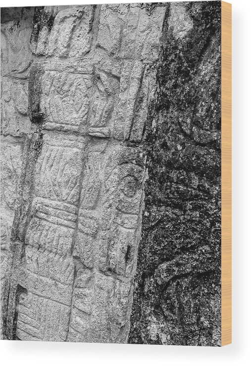 Mayan Wood Print featuring the photograph Mayan Wall Carvings - Chichen Itza by Frank Mari