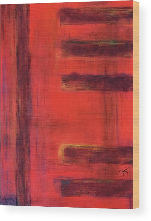 Abstract Wood Print featuring the painting Melody by Tes Scholtz