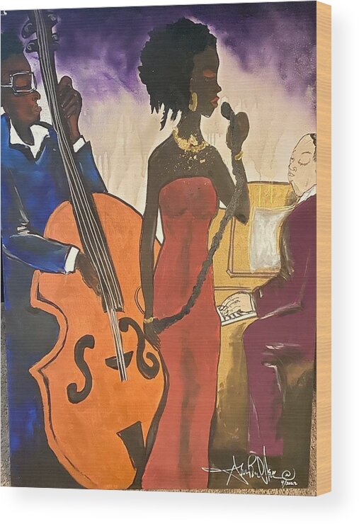  Wood Print featuring the painting Mo JAZZ by Angie ONeal