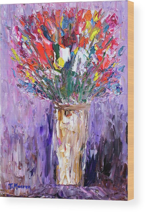 Flowers Wood Print featuring the painting Morning Bouquet by Teresa Moerer