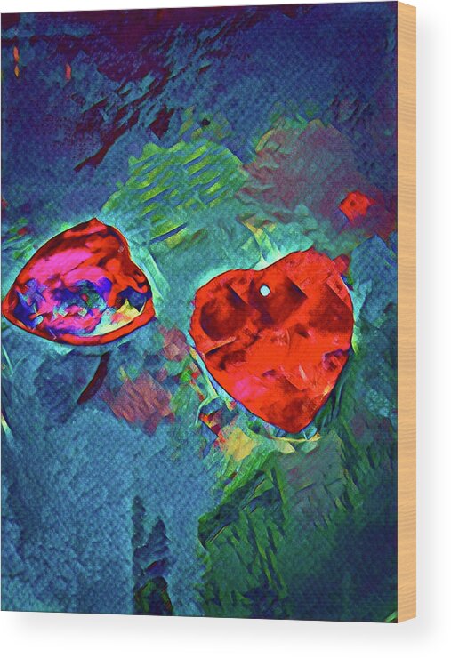 Abstract Wood Print featuring the painting Neon Love by Tommy McDonell