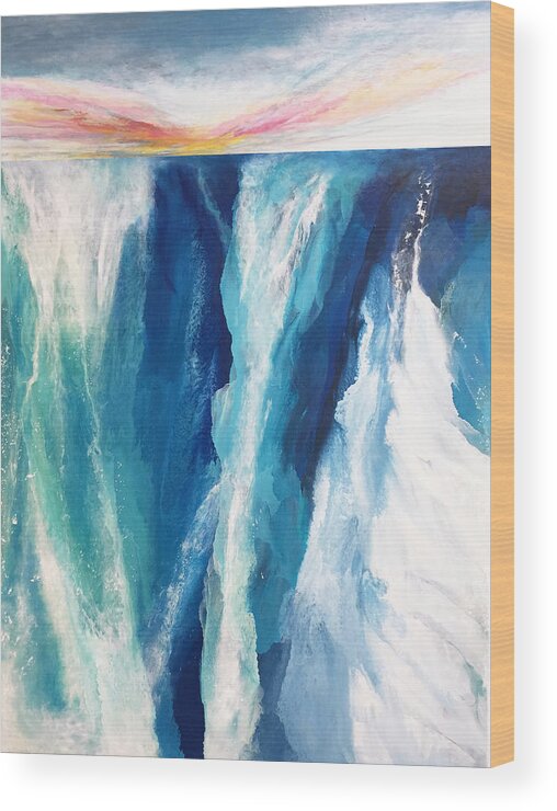 Waterfall Wood Print featuring the painting Never Thirst Again by Linda Bailey