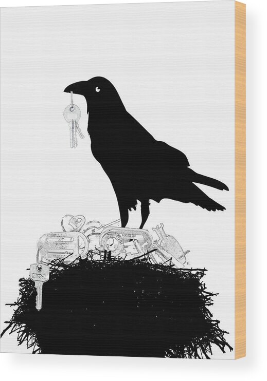 Crow Wood Print featuring the mixed media Nevermore to be Found by Moira Law