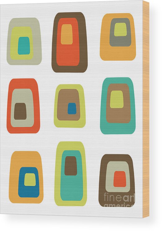 Mid Century Modern Wood Print featuring the digital art No Background Concentric Oblongs by Donna Mibus