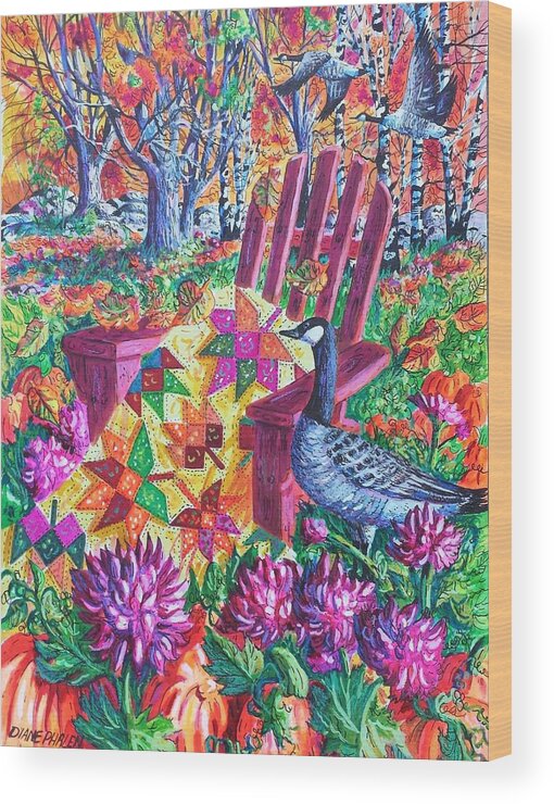 Autumn Wood Print featuring the painting November Quilt by Diane Phalen