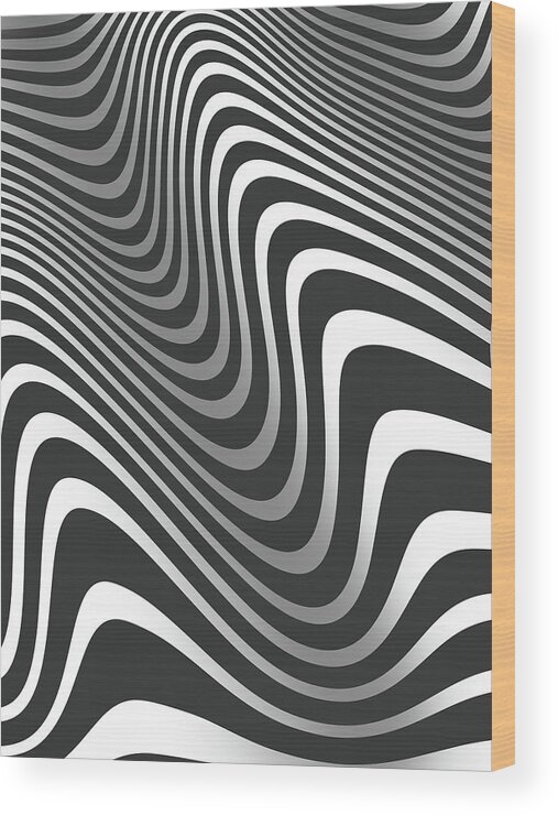 Zebra Wood Print featuring the digital art Op Art Swells # 2 by Donald Presnell