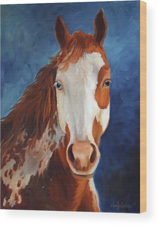 Horse Print Wood Print featuring the painting Paint The Midnight Sky by Cheri Wollenberg