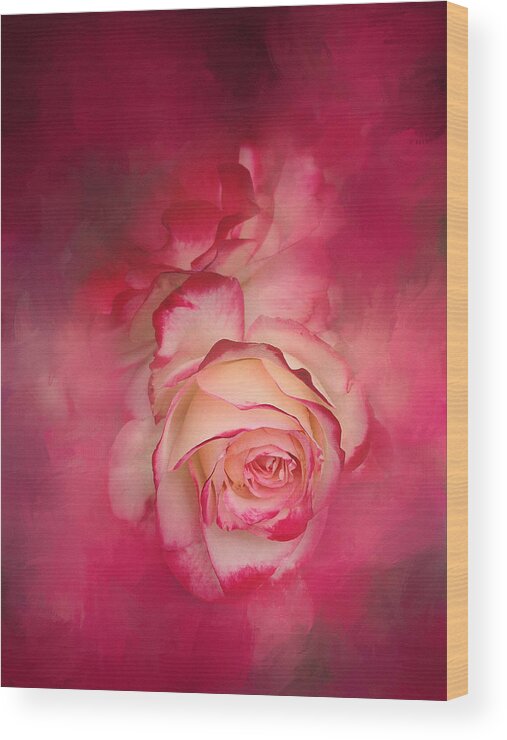 Floral Wood Print featuring the photograph Painted Flamenco Rose by Theresa Tahara