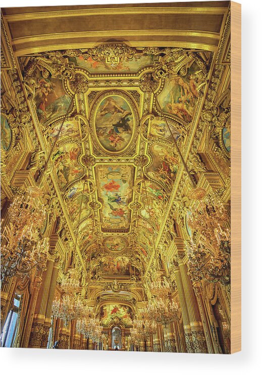 Paris Wood Print featuring the photograph Palais Garnier Ceiling by Dan Mihai