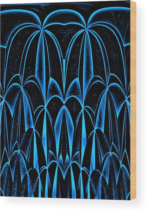 Digital Wood Print featuring the digital art Palm Trees Blue by Ronald Mills