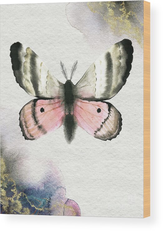 Pandora Moth Wood Print featuring the painting Pandora Moth by Garden Of Delights