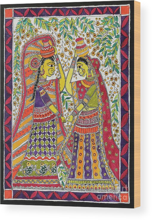  Wood Print featuring the painting Panihari by Jyotika Shroff