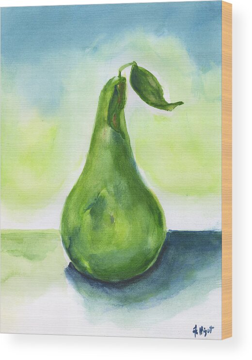 Pear Wood Print featuring the painting Pear One by Frank Bright