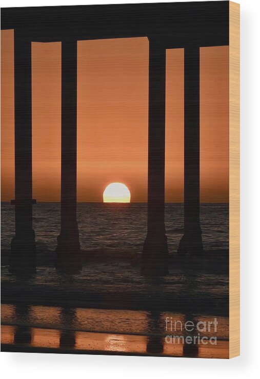 Pier Wood Print featuring the photograph Peeking Pier Sunset - Vertical by Beth Myer Photography