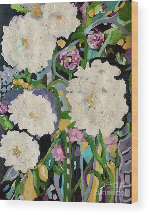  Wood Print featuring the painting Peonies by Patsy Walton