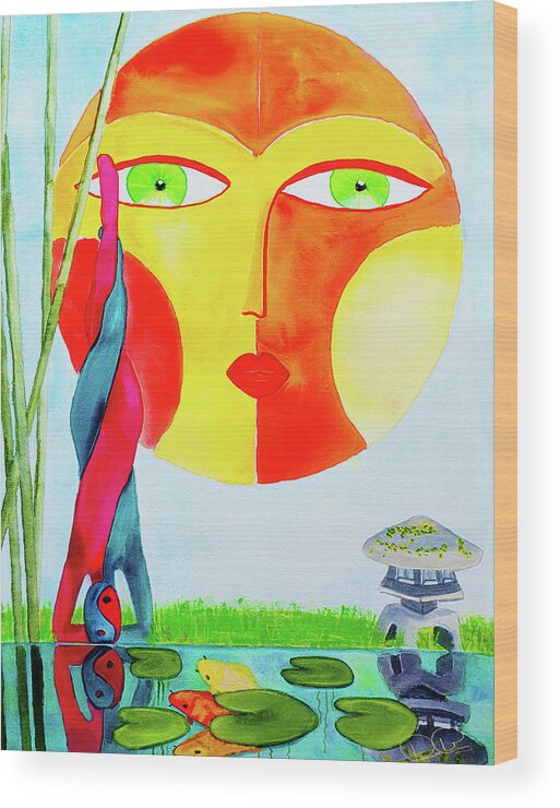 Yoga Wood Print featuring the painting Perseverance by Dee Browning