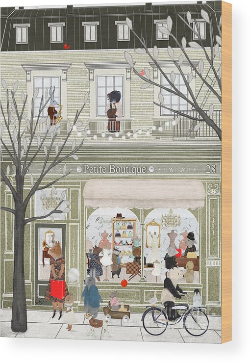 Boutique Shop Wood Print featuring the painting Petite Boutique by Bri Buckley