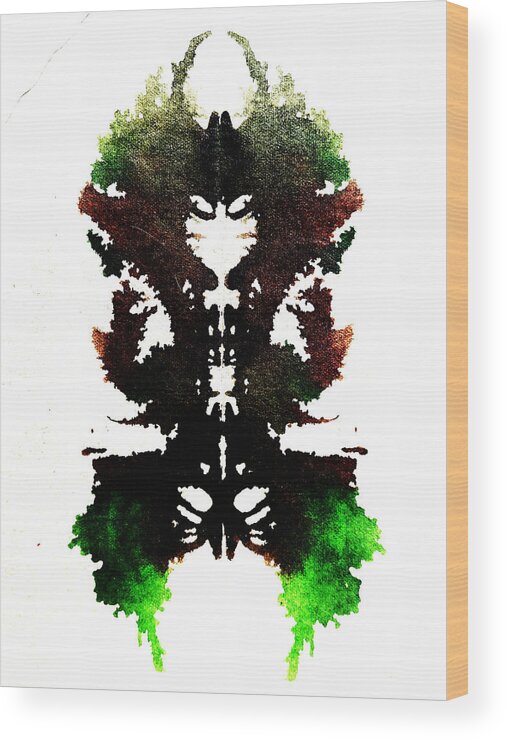Abstract Wood Print featuring the painting Plant Sprite by Stephenie Zagorski