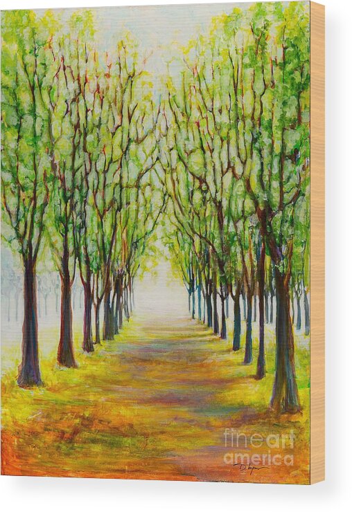 Abstract Wood Print featuring the digital art Plantation Road - Colorful Abstract Contemporary Acrylic Painting by Sambel Pedes