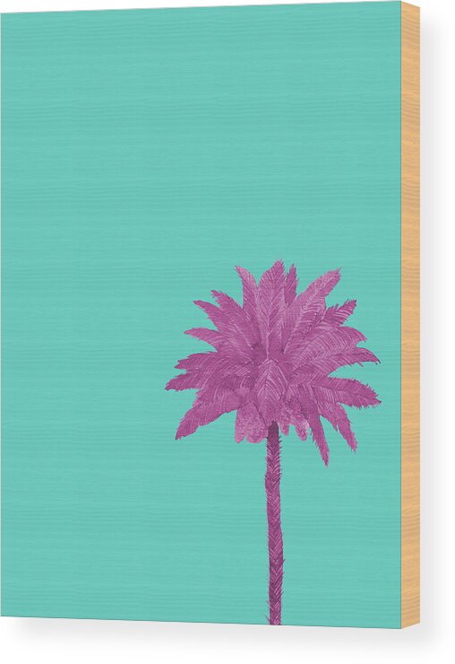 Watercolor Wood Print featuring the mixed media Pop Palm II by Ink Well