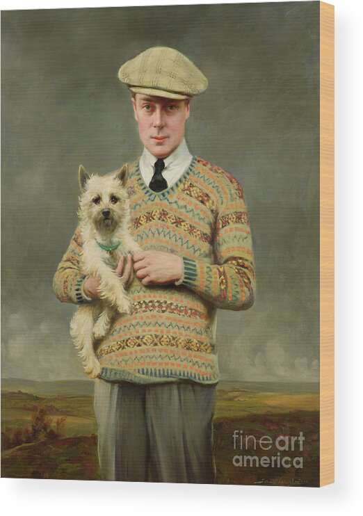 Dog Wood Print featuring the painting Portrait of HRH The Prince of Wales, 1925 by John St Helier Lander