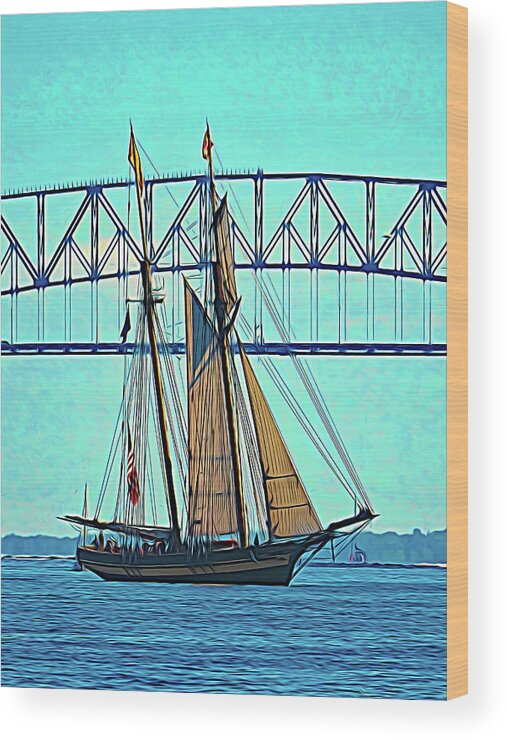 Pride Of Baltimore Wood Print featuring the photograph Pride of Baltimore II Expressionism by Bill Swartwout