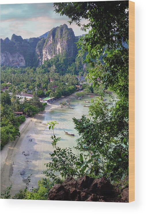 Railay Bay Wood Print featuring the photograph Railay Bay Viewpoint from steep hike, Karabi Thailand by Christine Ley