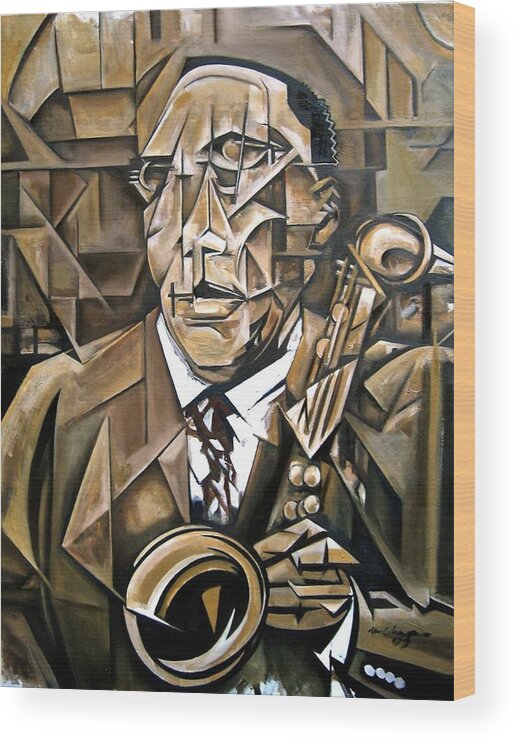 Charlie Parker Wood Print featuring the painting Rara Avis by Martel Chapman