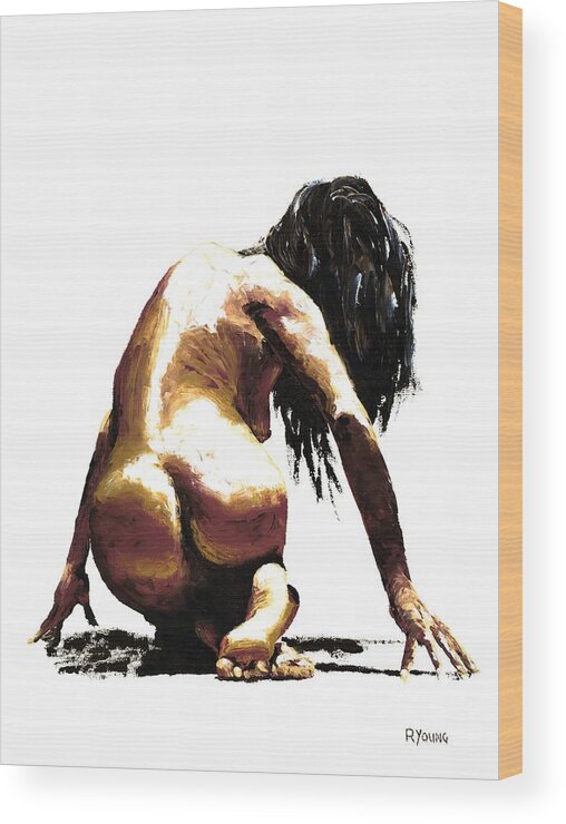 Nude Wood Print featuring the painting Remorse by Richard Young