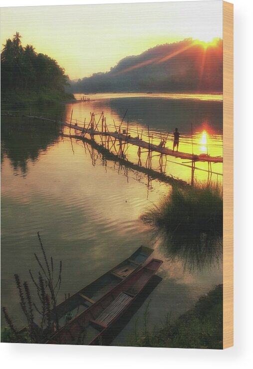 Luang Prabang Wood Print featuring the photograph River Landscape by Robert Bociaga