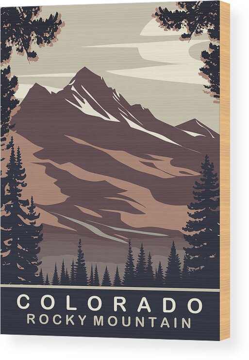 Colorado Wood Print featuring the digital art Rocky Mountain in the Morning by Long Shot