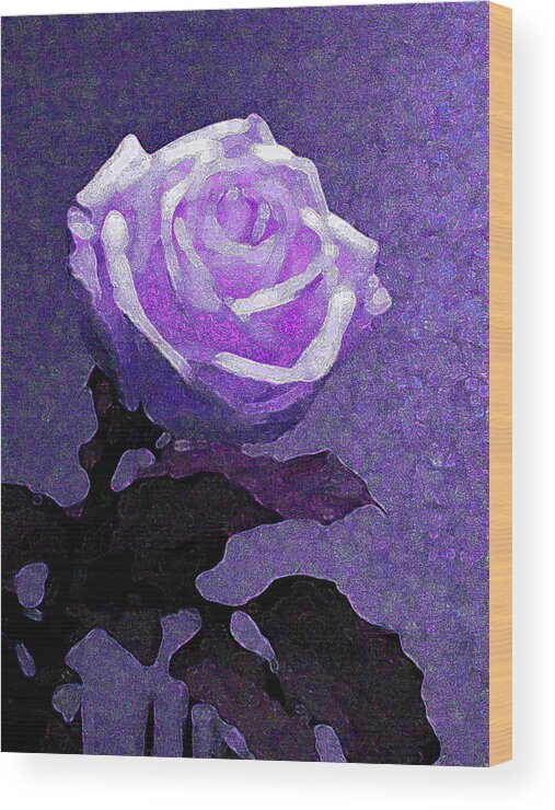 Rose Wood Print featuring the photograph Rose Illuminated Purple by Corinne Carroll