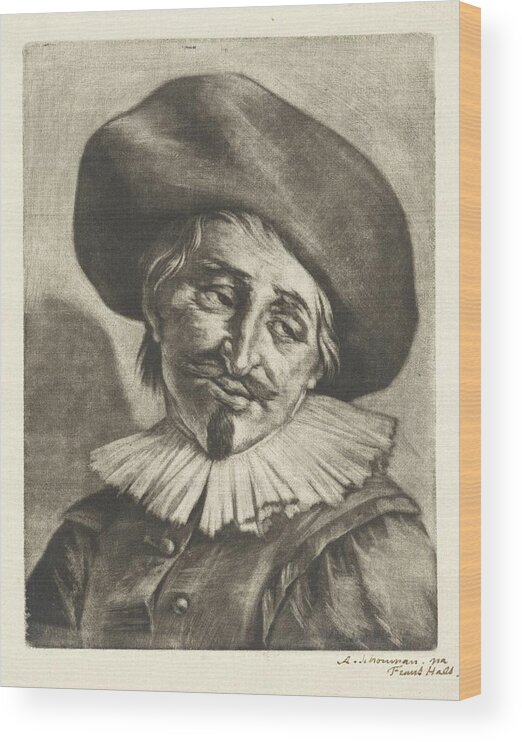 Vintage Wood Print featuring the painting Sad man, Aert Schouman, after Frans Hals, 1720 by MotionAge Designs