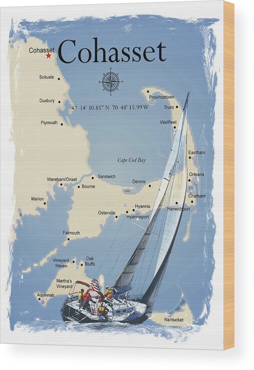 Sailing Wood Print featuring the photograph Sail Cohasset by Bruce Gannon