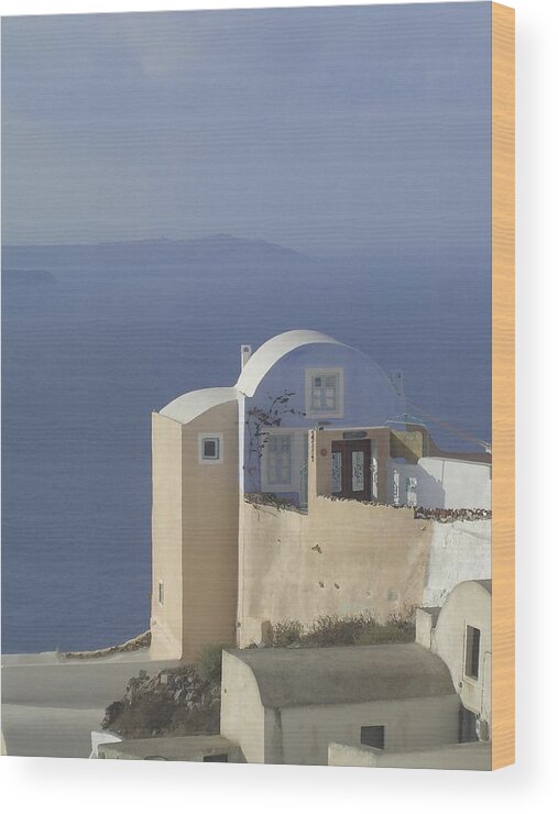Greece Wood Print featuring the photograph Santorini Detail by Lin Grosvenor