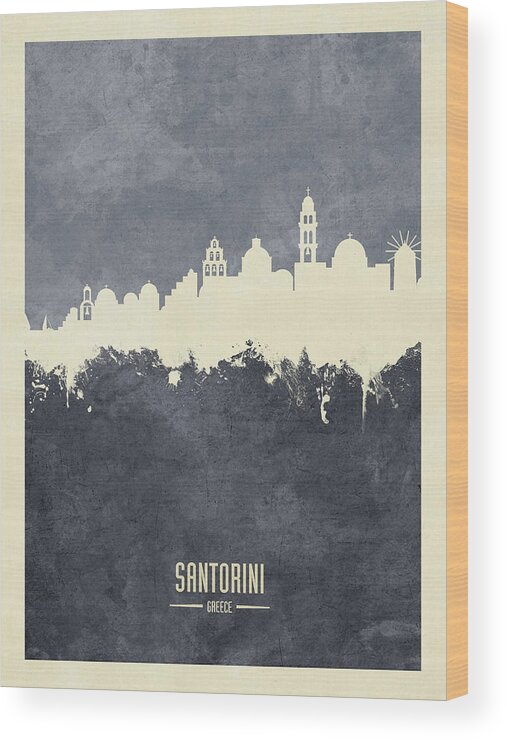 Santorini Wood Print featuring the digital art Santorini Skyline #76 by Michael Tompsett