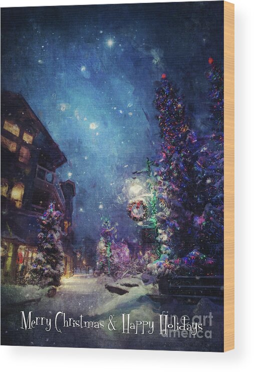 Christmas Wood Print featuring the digital art Season's Greetings by Phil Perkins