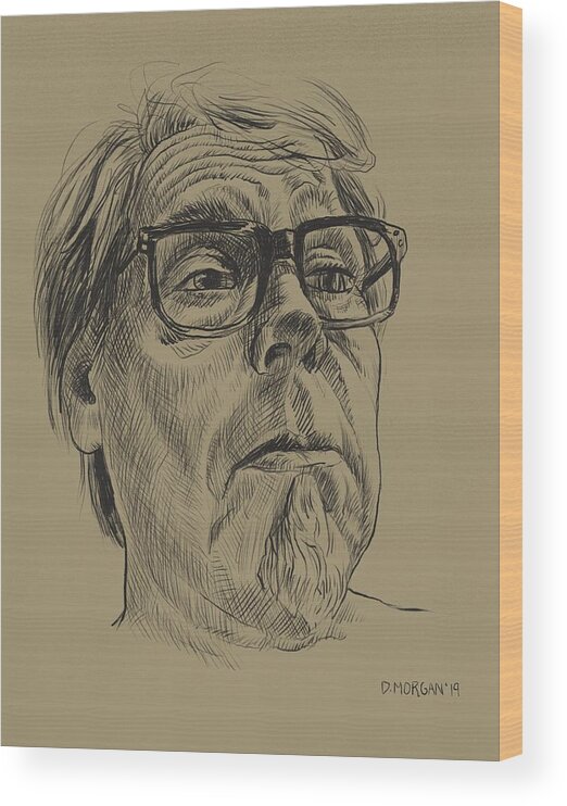 Pencil Wood Print featuring the digital art Self portrait by Don Morgan