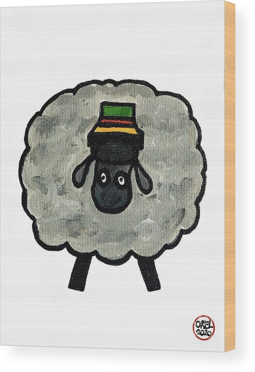  Wood Print featuring the painting Sheep by Oriel Ceballos