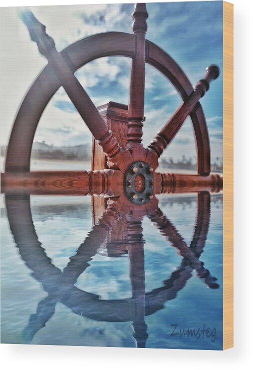 Sailing Wood Print featuring the photograph Ship Wheel by David Zumsteg