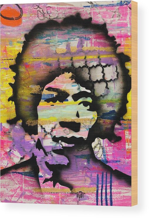 Jimi Hendrix Wood Print featuring the painting Show me your colors by Jayime Jean