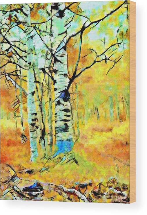 Landscape Wood Print featuring the painting Silver Birches by James Shepherd