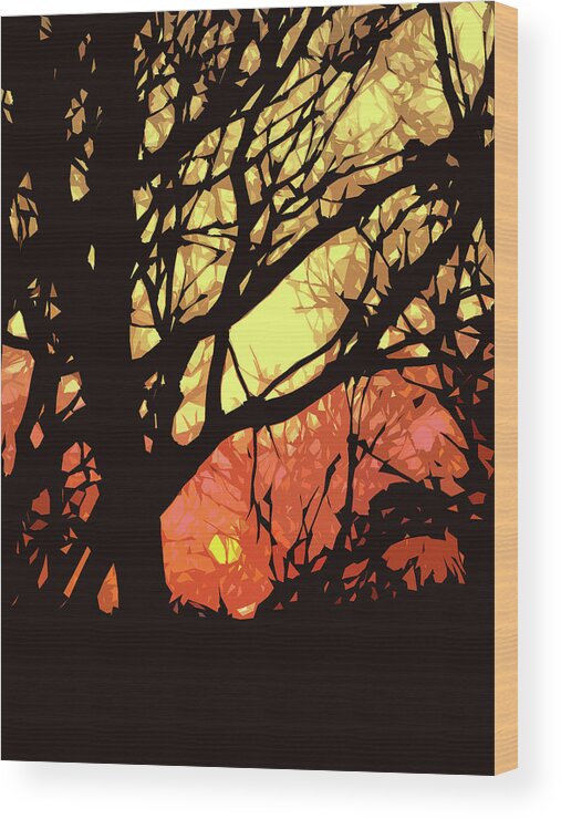 Sunset Wood Print featuring the digital art Spectacular Sunset by Nancy Olivia Hoffmann