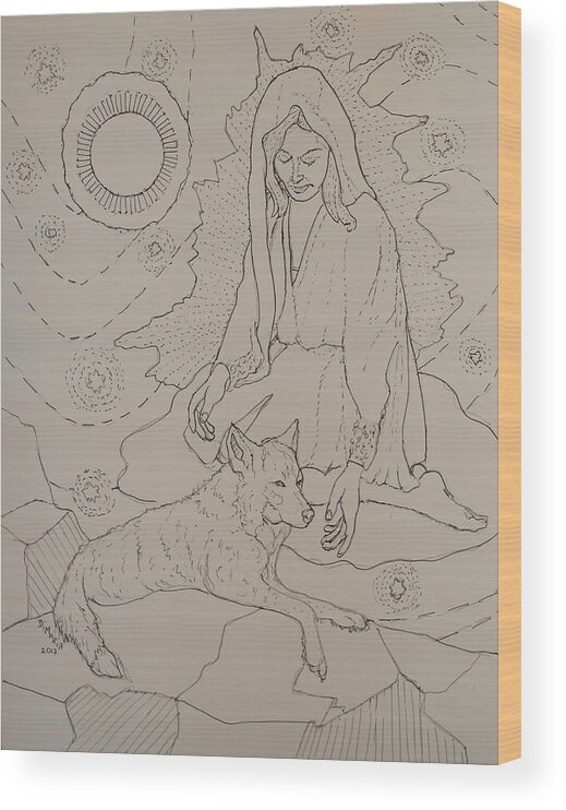 Realism Wood Print featuring the drawing Star Maiden by Donelli DiMaria